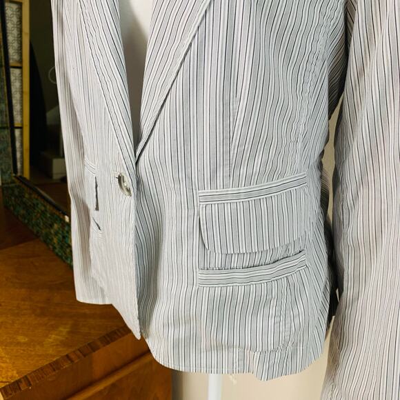 Cabi Size 6 Women's Striped Boyfriend Blazer Cotton Lightweight Jacket Lined - Picture 4 of 9
